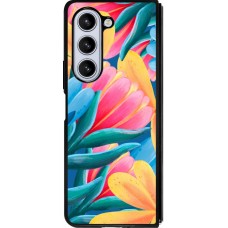 Coque Samsung Galaxy Z Fold5 - Silicone rigide noir Spring 23 colorful flowers