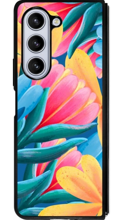 Coque Samsung Galaxy Z Fold5 - Silicone rigide noir Spring 23 colorful flowers