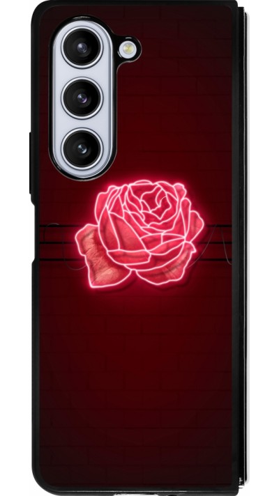 Coque Samsung Galaxy Z Fold5 - Silicone rigide noir Spring 23 neon rose