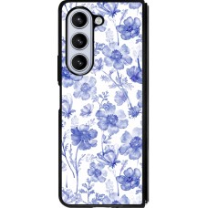 Samsung Galaxy Z Fold5 Case Hülle - Silikon schwarz Spring 23 watercolor blue flowers