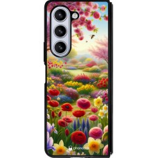 Coque Samsung Galaxy Z Fold5 - Silicone rigide noir Spring 25 Bouquet printemps