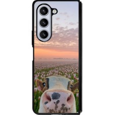 Coque Samsung Galaxy Z Fold5 - Silicone rigide noir Cow with tulips 2026