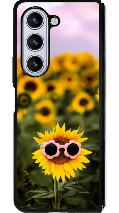 Coque Samsung Galaxy Z Fold5 - Silicone rigide noir Sunflower with glasses 2026