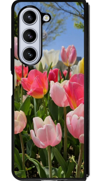 Coque Samsung Galaxy Z Fold5 - Silicone rigide noir Tulips 2026