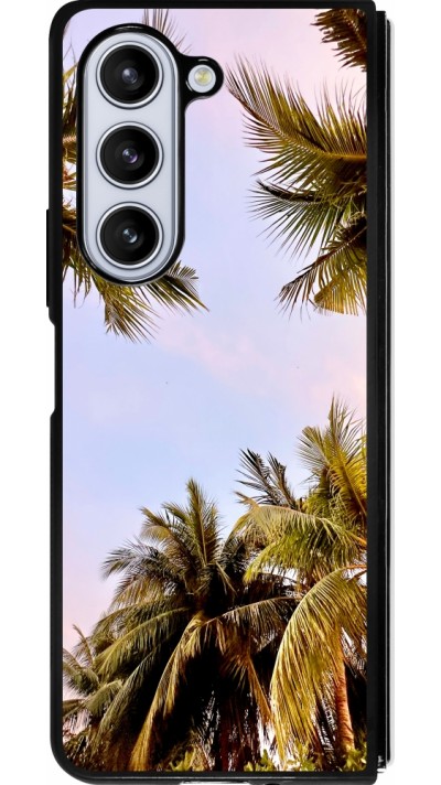 Coque Samsung Galaxy Z Fold5 - Silicone rigide noir Summer 2023 palm tree vibe