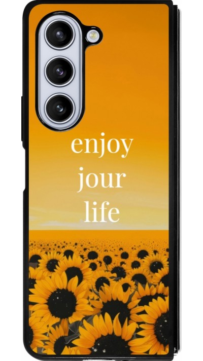 Coque Samsung Galaxy Z Fold5 - Silicone rigide noir Summer 2025 Enjoy your life
