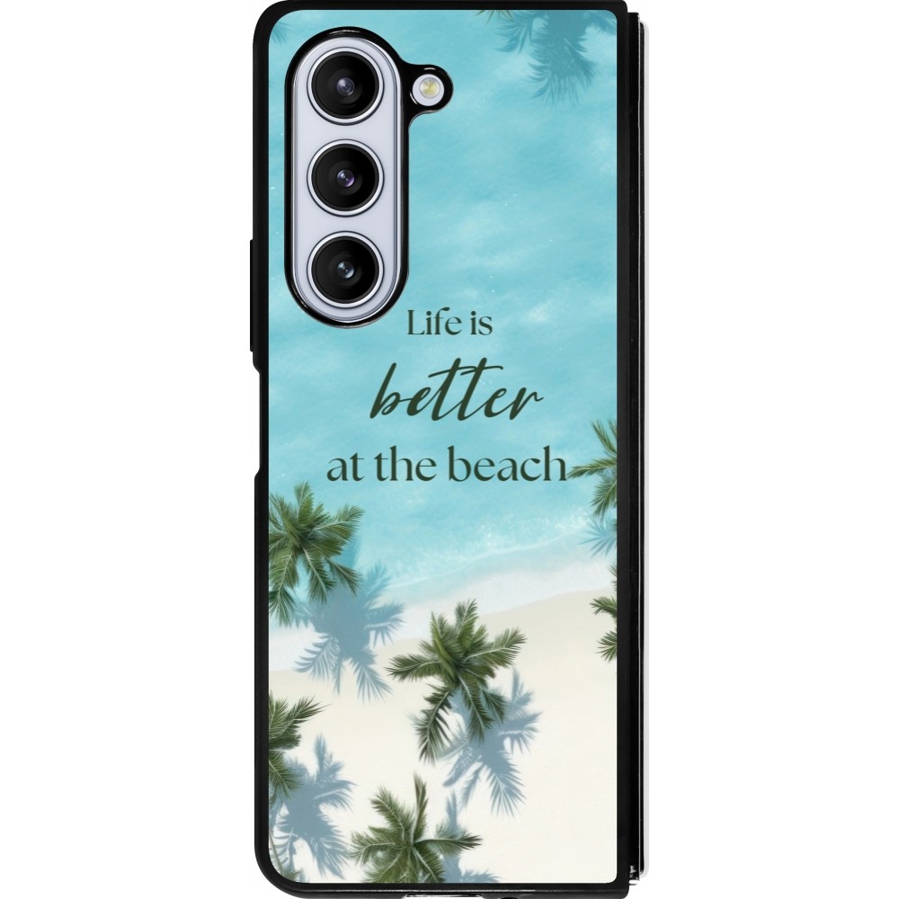 Samsung Galaxy Z Fold5 Case Hülle - Silikon schwarz Summer 2025 Life is better at the beach