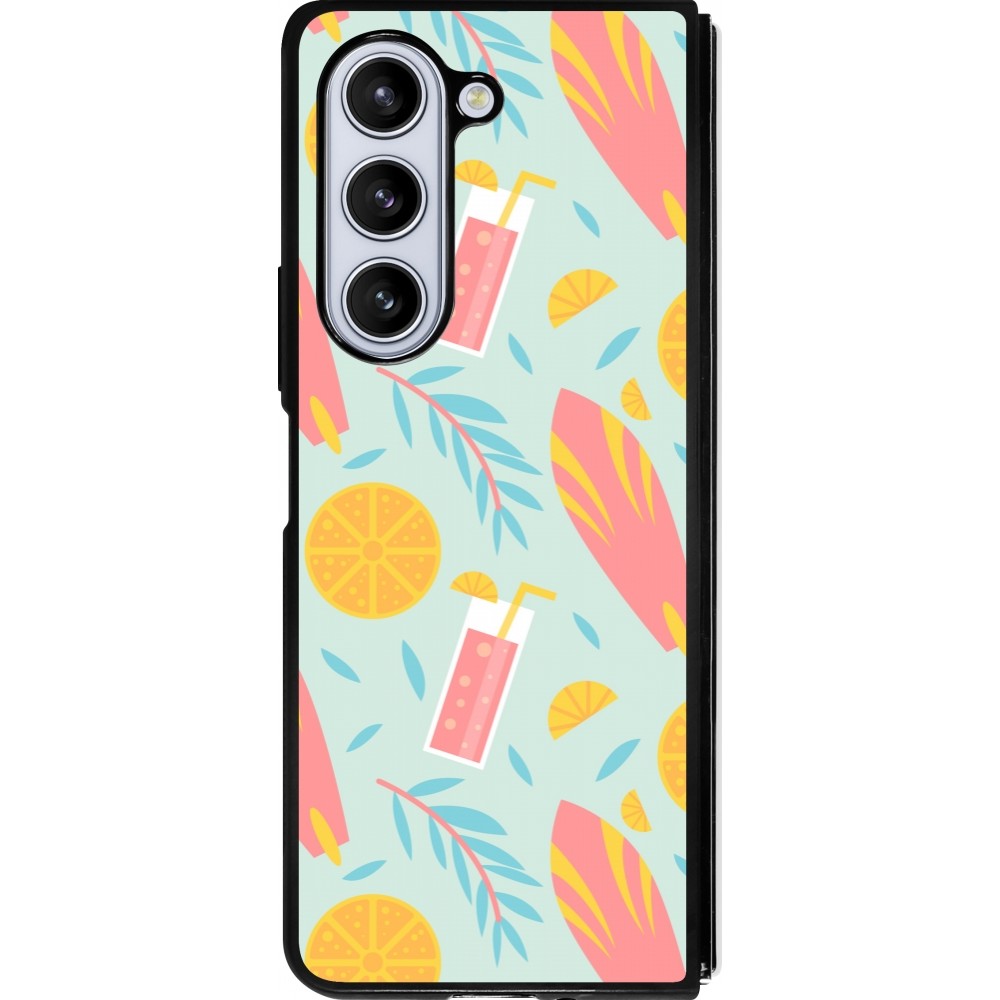 Coque Samsung Galaxy Z Fold5 - Silicone rigide noir Summer 2025 Pattern citron