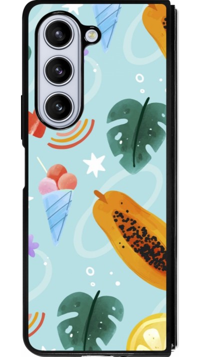 Coque Samsung Galaxy Z Fold5 - Silicone rigide noir Summer 2025 Pattern papaya