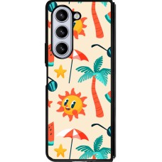 Coque Samsung Galaxy Z Fold5 - Silicone rigide noir Summer 2025 Pattern soleil
