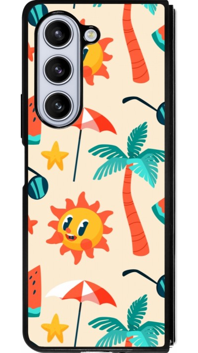 Coque Samsung Galaxy Z Fold5 - Silicone rigide noir Summer 2025 Pattern soleil