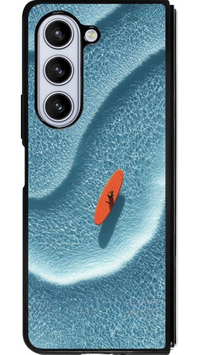Coque Samsung Galaxy Z Fold5 - Silicone rigide noir Orange surf Summer 2026