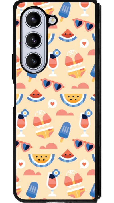 Coque Samsung Galaxy Z Fold5 - Silicone rigide noir Pattern Summer 2026