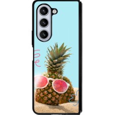 Coque Samsung Galaxy Z Fold5 - Silicone rigide noir Pineapple with glasses Summer 2026