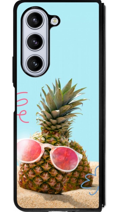 Coque Samsung Galaxy Z Fold5 - Silicone rigide noir Pineapple with glasses Summer 2026