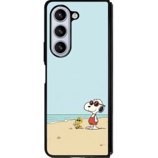Coque Samsung Galaxy Z Fold5 - Silicone rigide noir Snoopy on the beach Summer 2026