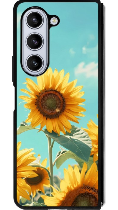 Coque Samsung Galaxy Z Fold5 - Silicone rigide noir Sunflowers Summer 2026