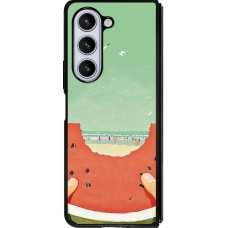 Coque Samsung Galaxy Z Fold5 - Silicone rigide noir Views through a watermelon Summer 2026