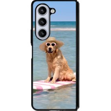 Coque Samsung Galaxy Z Fold5 - Silicone rigide noir Summer Dog on Paddle