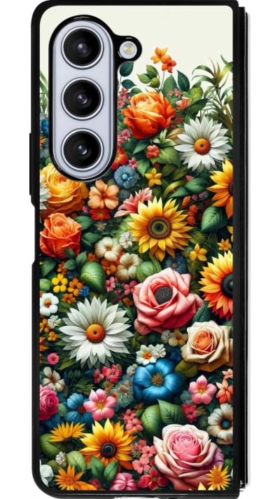 Coque Samsung Galaxy Z Fold5 - Silicone rigide noir Summer Floral Pattern