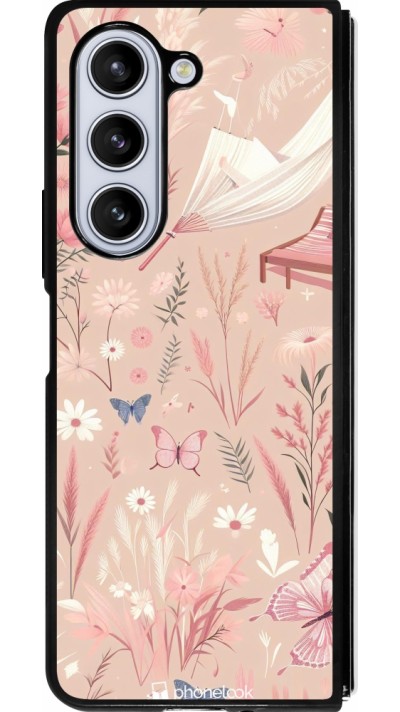 Samsung Galaxy Z Fold5 Case Hülle - Silikon schwarz Sommer Pastellmuster