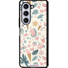 Coque Samsung Galaxy Z Fold5 - Silicone rigide noir Summer Pink Pattern