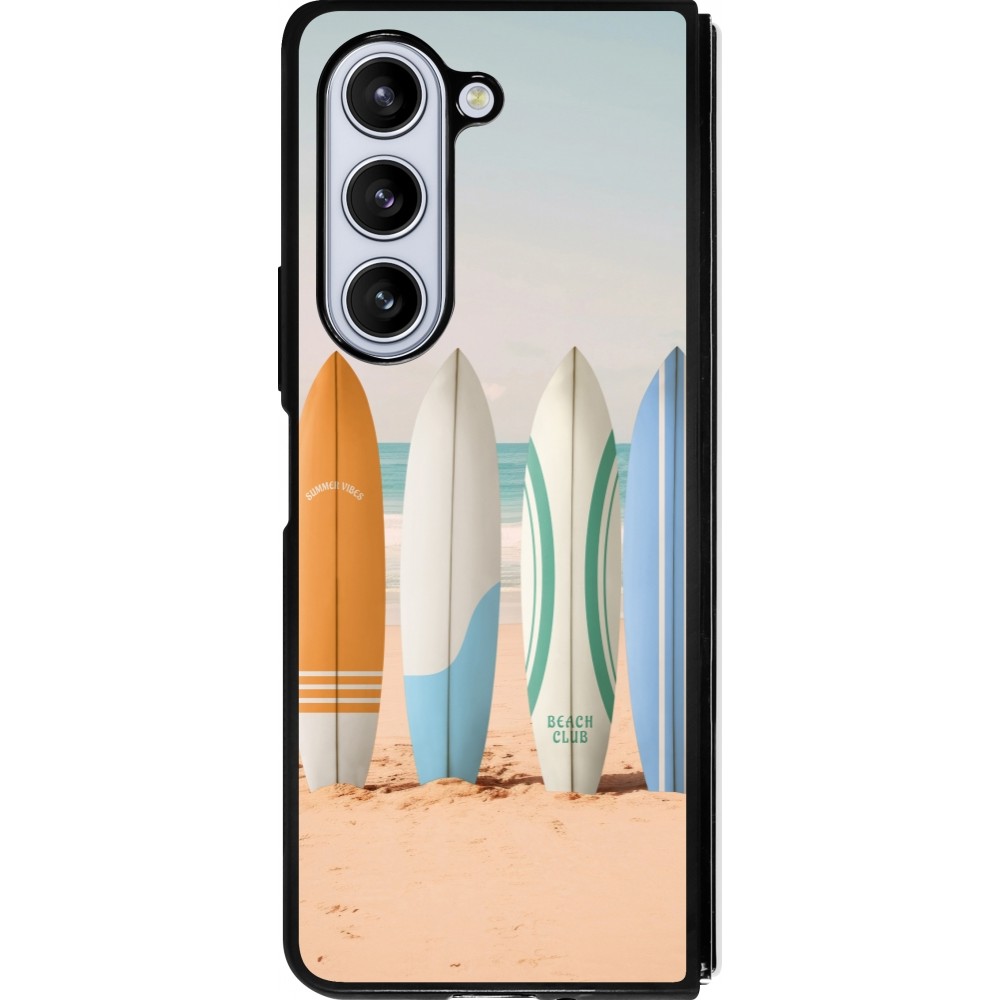 Coque Samsung Galaxy Z Fold5 - Silicone rigide noir Summer surfboard 2025