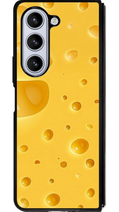 Coque Samsung Galaxy Z Fold5 - Silicone rigide noir Fête Nationale Suisse Cheese