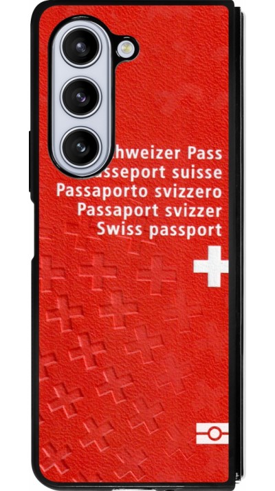 Coque Samsung Galaxy Z Fold5 - Silicone rigide noir Swiss Passport