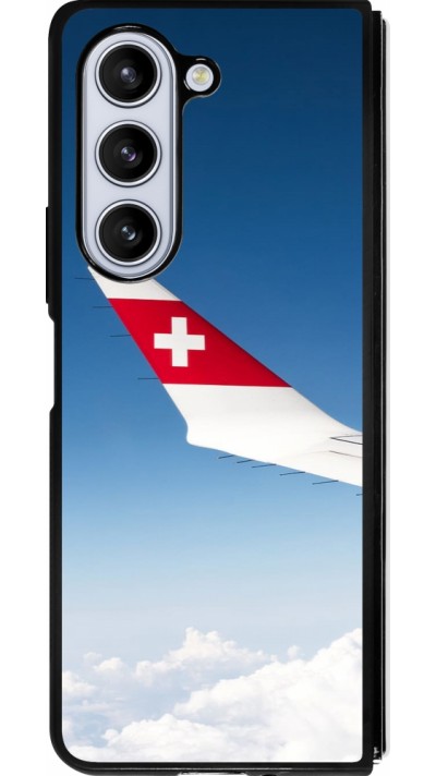 Coque Samsung Galaxy Z Fold5 - Silicone rigide noir Fête Nationale Suisse Sky Swiss Flag