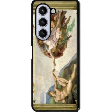 Coque Samsung Galaxy Z Fold5 - Silicone rigide noir Tableau art - La Création d’Adam - Michel-Ange