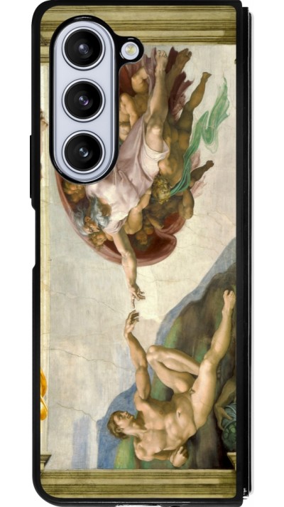 Samsung Galaxy Z Fold5 Case Hülle - Silikon schwarz Kunstbild - Die Erschaffung Adams - Michelangelo Samsung Galaxy Z Fold5 Case Hülle - Silikon schwarz Kunstbild - Die Erschaffung Adams - Michelangelo
