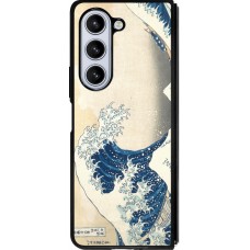 Coque Samsung Galaxy Z Fold5 - Silicone rigide noir Tableau art - La Grande Vague de Kanagawa - Hokusai