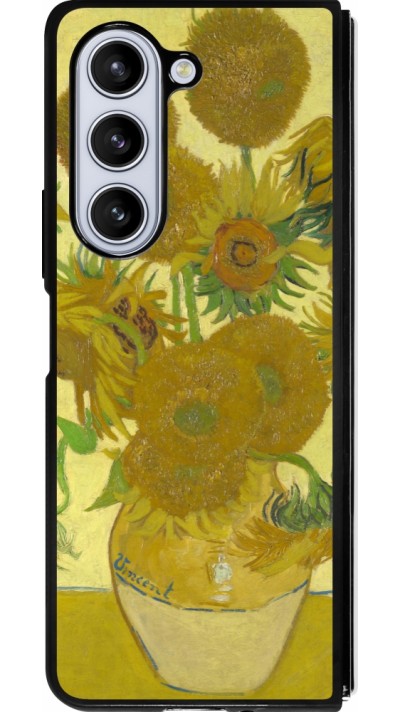 Samsung Galaxy Z Fold5 Case Hülle - Silikon schwarz Kunstbild - Sonnenblumen  - Van Gogh Samsung Galaxy Z Fold5 Case Hülle - Silikon schwarz Kunstbild - Sonnenblumen  - Van Gogh