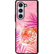 Samsung Galaxy Z Fold5 Case Hülle - Silikon schwarz Tiger Palmen rosa