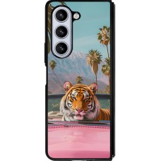 Samsung Galaxy Z Fold5 Case Hülle - Silikon schwarz Tiger Auto rosa
