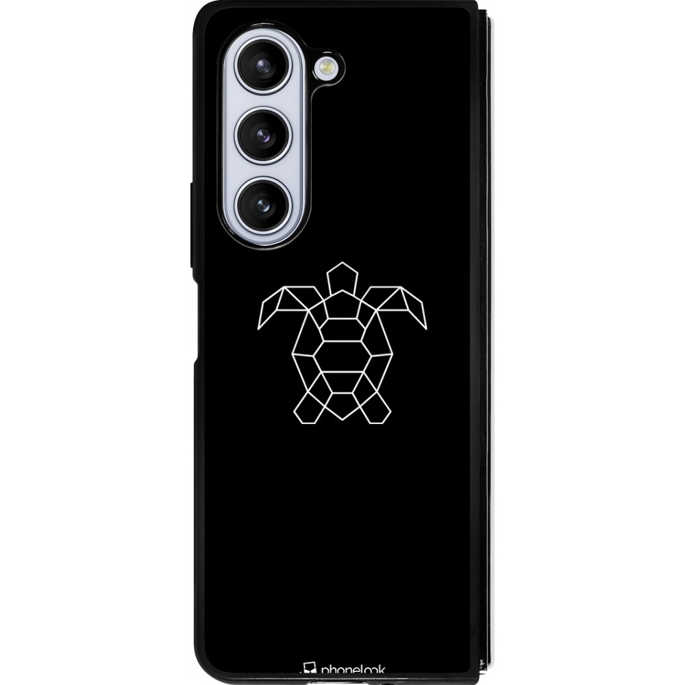 Coque Samsung Galaxy Z Fold5 - Silicone rigide noir Turtles lines on black