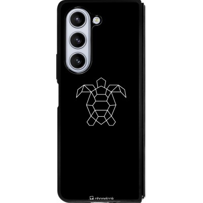 Coque Samsung Galaxy Z Fold5 - Silicone rigide noir Turtles lines on black