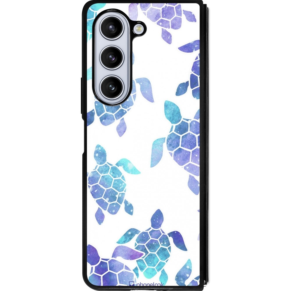 Samsung Galaxy Z Fold5 Case Hülle - Silikon schwarz Turtles pattern watercolor
