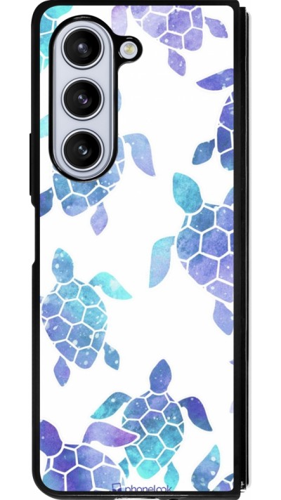 Coque Samsung Galaxy Z Fold5 - Silicone rigide noir Turtles pattern watercolor