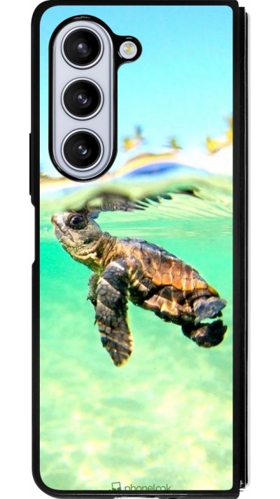 Coque Samsung Galaxy Z Fold5 - Silicone rigide noir Turtle Underwater
