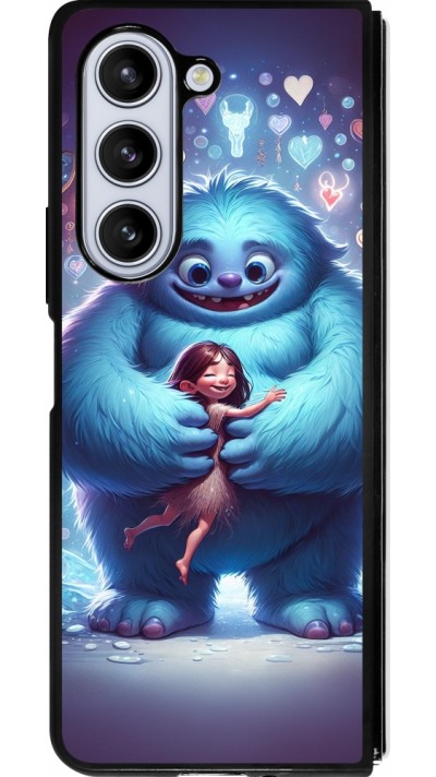 Coque Samsung Galaxy Z Fold5 - Silicone rigide noir Valentine 2024 Fluffy Love