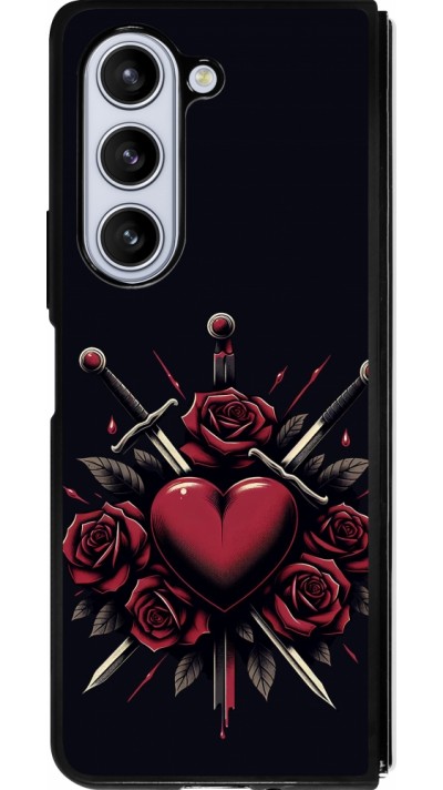 Coque Samsung Galaxy Z Fold5 - Silicone rigide noir Valentine 2024 gothic love