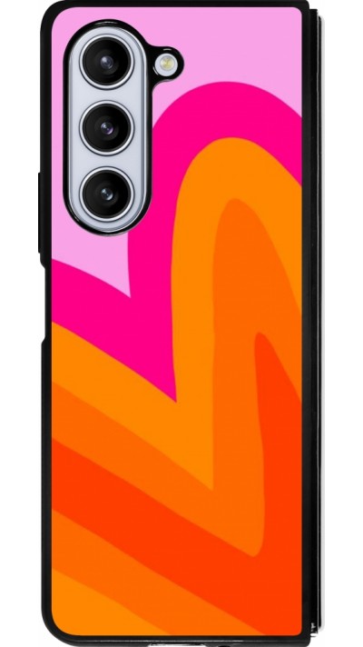 Coque Samsung Galaxy Z Fold5 - Silicone rigide noir Valentine 2024 heart gradient