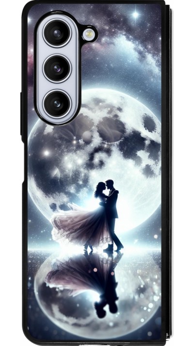 Coque Samsung Galaxy Z Fold5 - Silicone rigide noir Valentine 2024 Love under the moon