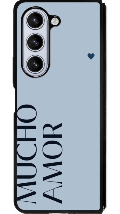 Coque Samsung Galaxy Z Fold5 - Silicone rigide noir Valentine 2024 mucho amor azul