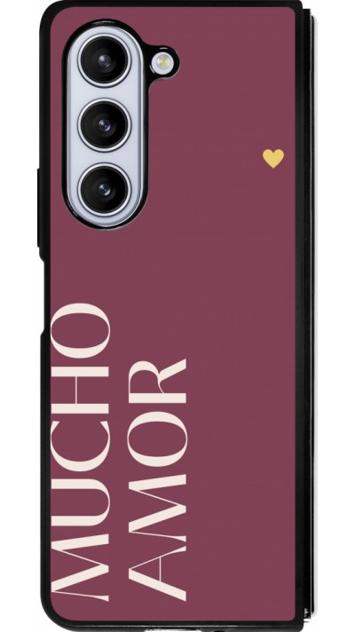 Coque Samsung Galaxy Z Fold5 - Silicone rigide noir Valentine 2024 mucho amor rosado