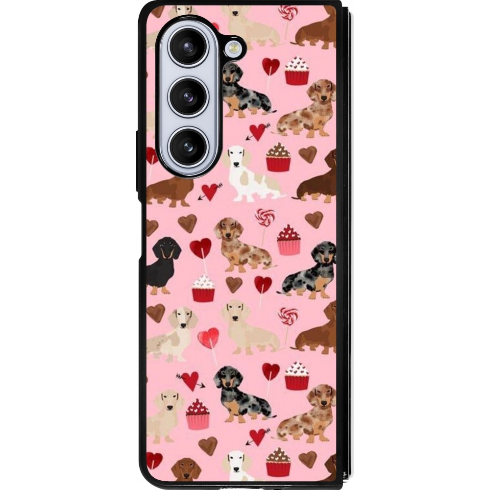 Samsung Galaxy Z Fold5 Case Hülle - Silikon schwarz Valentine 2024 puppy love
