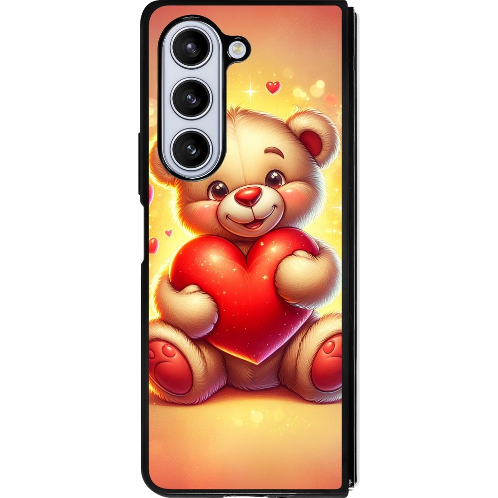 Samsung Galaxy Z Fold5 Case Hülle - Silikon schwarz Valentin 2024 Teddy Liebe