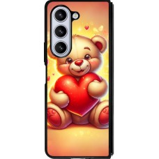 Samsung Galaxy Z Fold5 Case Hülle - Silikon schwarz Valentin 2024 Teddy Liebe